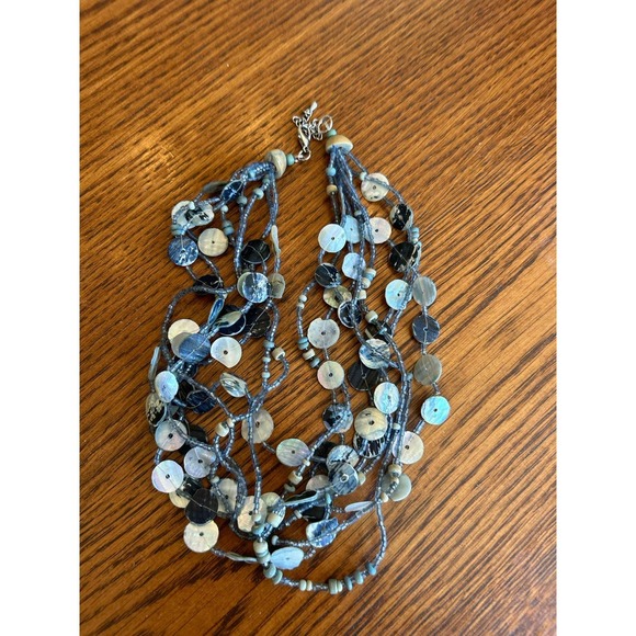 Mother Of Pearl &‎ Blue Button Multi-Strand Necklaces (2) e2 - Picture 3 of 3